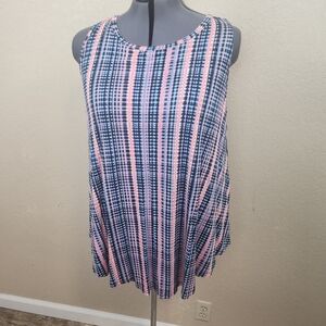 Lane Bryant Melon and Blue Plaid Tank Top 26/28 (5558)
